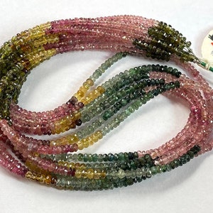 Multi Tourmaline Faceted Rondelle Beads Tourmaline Beads Natural Tourmaline Rondelle Size  3 to 3.50mm 16&quot; Strand ..LT214d