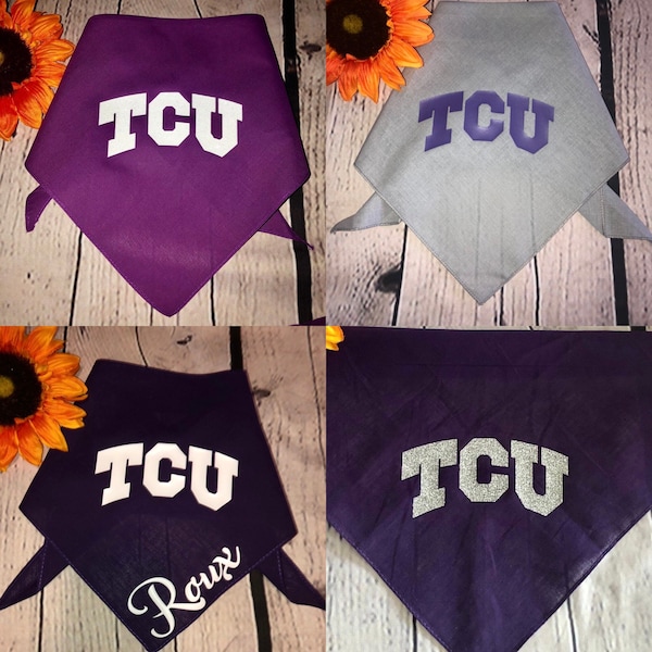 Custom TCU College purple or grey Scarf/ Bandana for pets or people