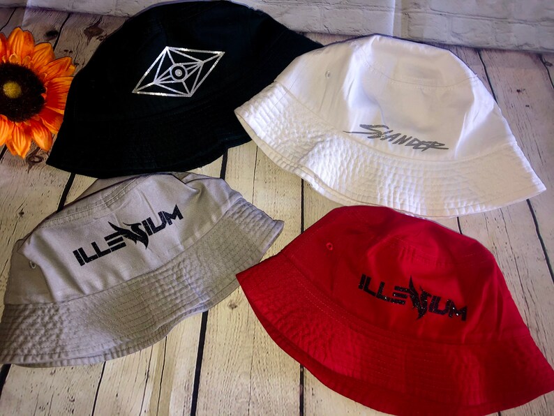 EDM/ Rave Custom Cotton Bucket Hat in red black grey or Etsy