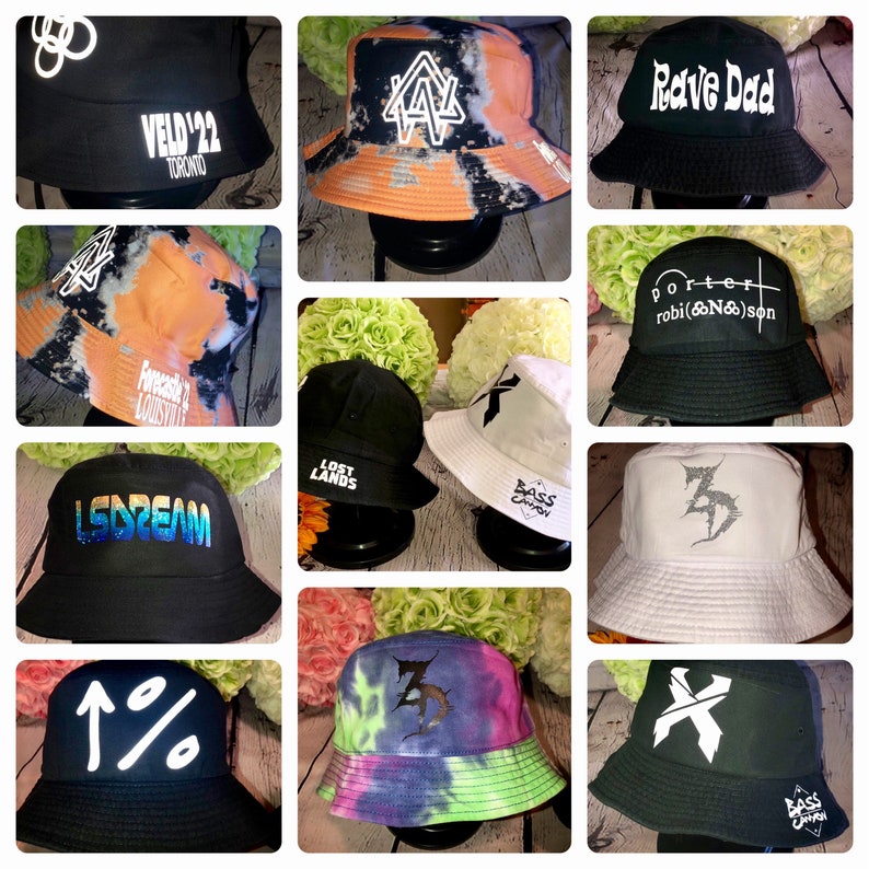 Custom Rave Hats EDM, Rave, Festival, School, Personalized Custom Cotton Bucket Hat in ...