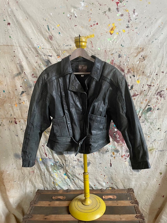 1980s Genuine Black Leather WHIPP Country Moto Jac