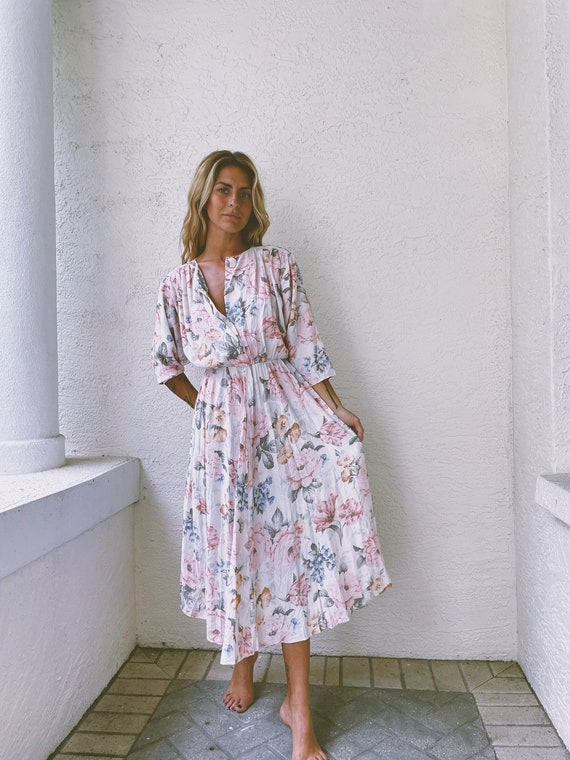 1990’s Nina Piccalino Pink & Cream Floral Midi Coc