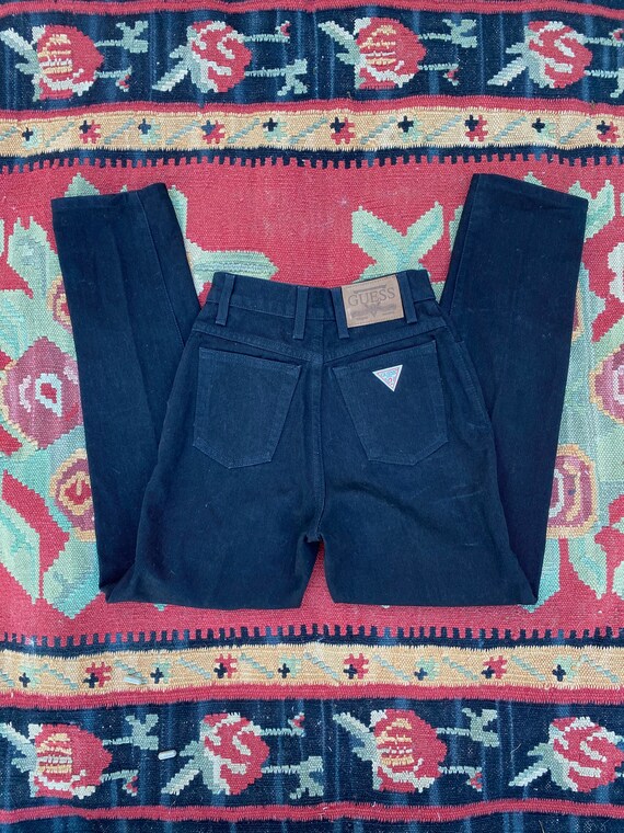 1980s High Waisted Black Guess Jeans