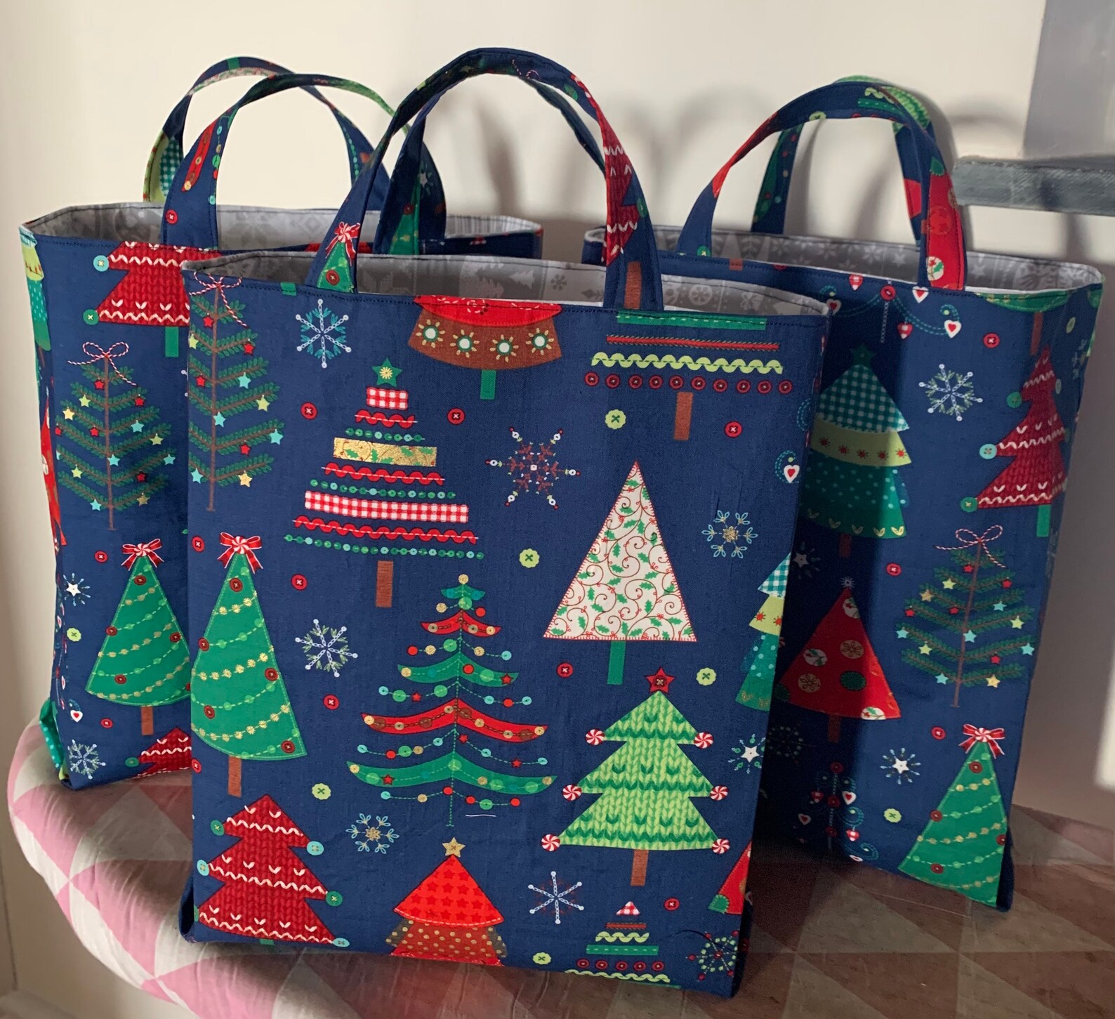 Tall Large Reusable Christmas Fabric Gift Bag with Handles Etsy