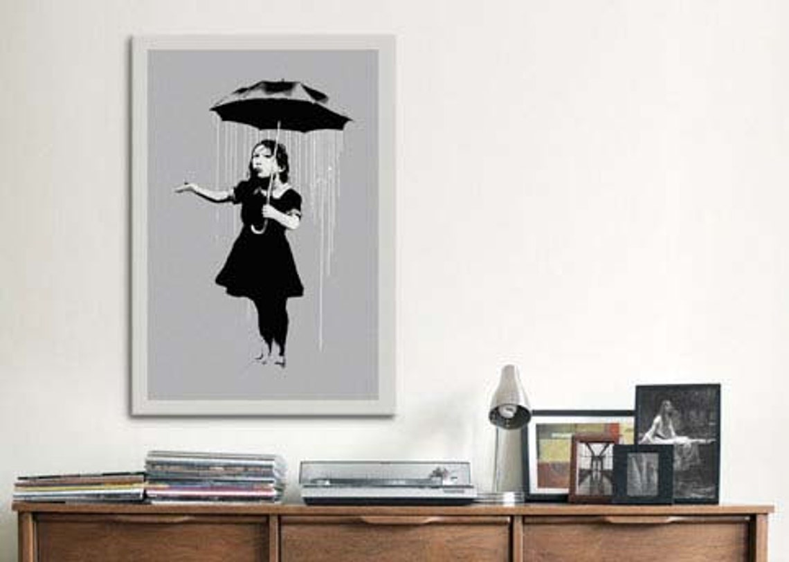 Nola Girl With Umbrella by Banksy Canvas Print Gallery Etsy
