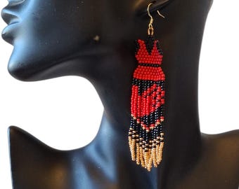 MMIWG2S+ Red Dress Earring Seed Bead Pattern: Brick Stitch (PDF Pattern Only)