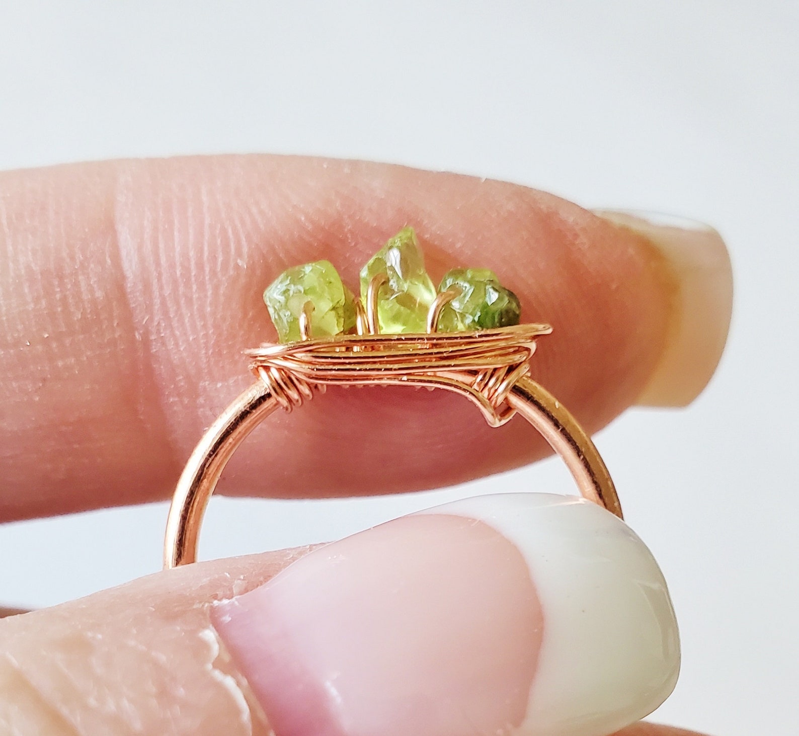 Raw Peridot Ring August Leo Birthstone Ring Adjustable Etsy