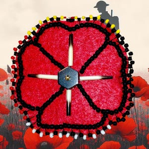 Indigenous Veterans Beaded Poppy Pin - Handmade Aboriginal Fundraiser for Youth Scholarships - 2026 Version