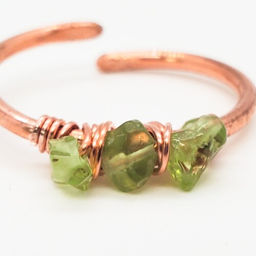 Raw Peridot Ring August Leo Birthstone Ring Adjustable Etsy