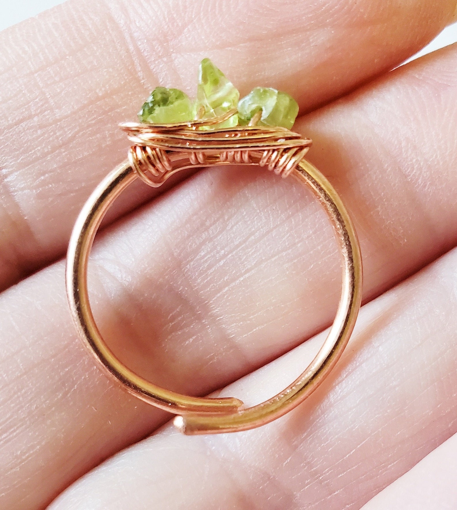Raw Peridot Ring August Leo Birthstone Ring Adjustable Etsy