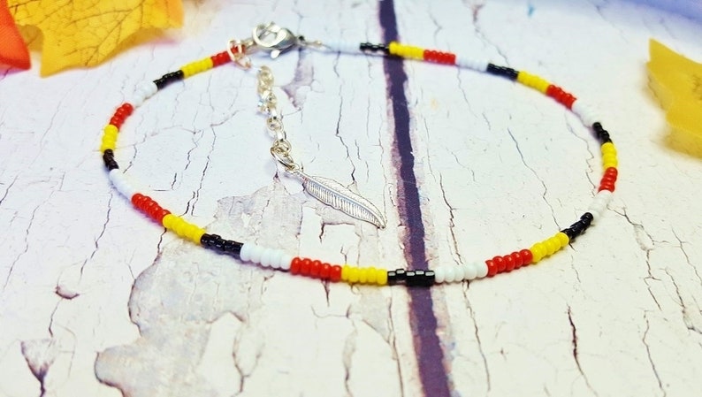 Native American Ankle Bracelet 4 Tribes of Man Cree Medicine Wheel Beaded Friendship Bracelet Custom Tribal Surfer Anklet image 1