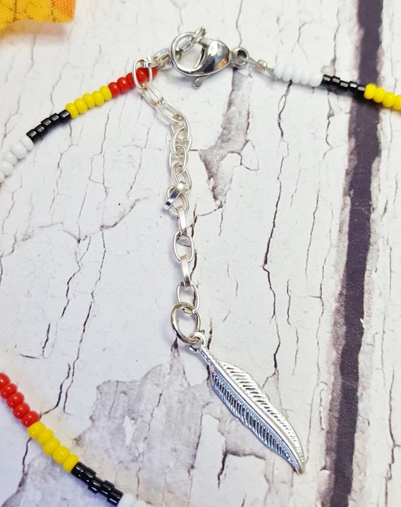 Native American Ankle Bracelet 4 Tribes of Man Cree Medicine Wheel Beaded Friendship Bracelet Custom Tribal Surfer Anklet image 5