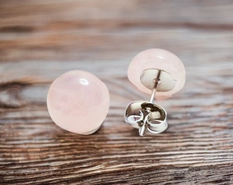 Rose Quartz Minimalist Earrings ~ Small Presents, Stocking Stuffer, Best Friend Gifts, Secret Santa Gift ~ Dainty Pink Gemstone Stud Earring