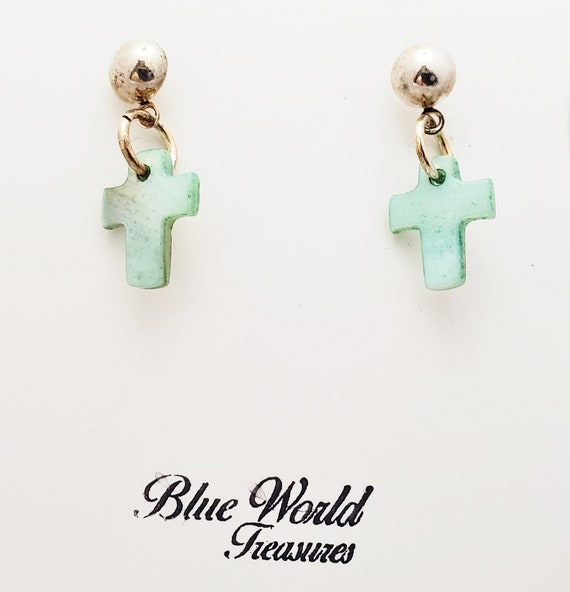 Cross Earrings Mother of Pearl Tiny Stud Earrings Canada Handmade