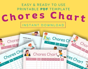 Plantillas de tablas de tareas para niños, lista de recompensas semanales (PDF digital imprimible)