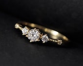 14k Solid Yellow Gold Moissanite Engagement Ring ,Simple Engagement Ring,Stacking Gold Ring
