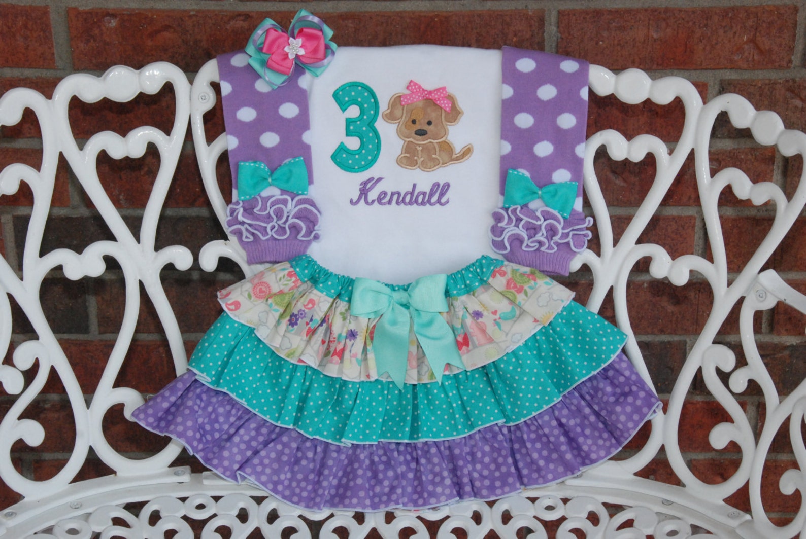 4 pc. Girls Puppy Birthday Outfit Baby Girl Dog Birthday Etsy