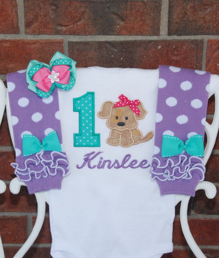 4 pc. Girls Puppy Birthday Outfit Baby Girl Dog Birthday Etsy