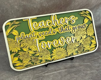 Laser-Cut 3 Layer Wall Art - “Teachers Plant Seeds” 3-color