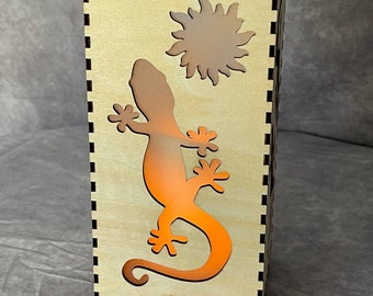 Flameless LED Candleholder - Talavera Lizard Frosted