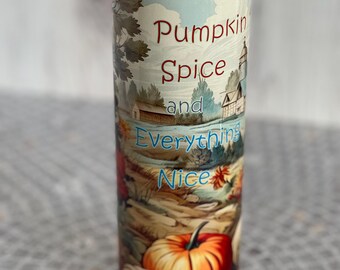 Pumpkin Spice Stainless Steel Tumbler: 20 oz Fall Drinkware