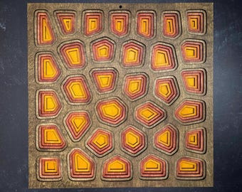 Laser Cut Voronoi Diagram Wall Art: 6-Layer Sunburst Design