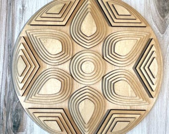 Laser Cut Mandala Wall Art: 3D Geometric Birch Decor