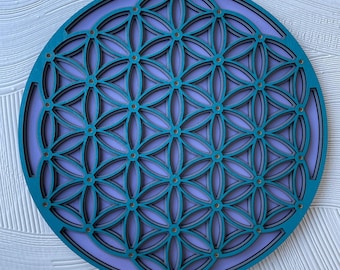 Laser-Cut Flower of Life Mandala: 3D Geometric Wall Art