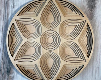Laser Cut Geometric Mandala Wall Art: 6-Layer Birch Decor