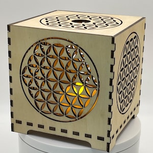 The Flower of Life Flameless LED Votive Lantern | Decorative Tealight Holder | Zen Home Decor | Spiritual Gift