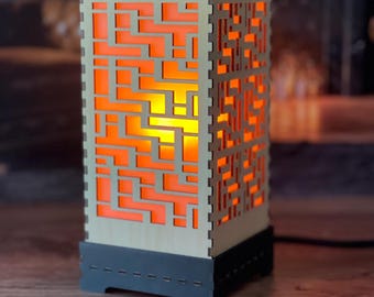 Handcrafted Shoji Screen LED Lamp: Arts & Crafts Accent Light