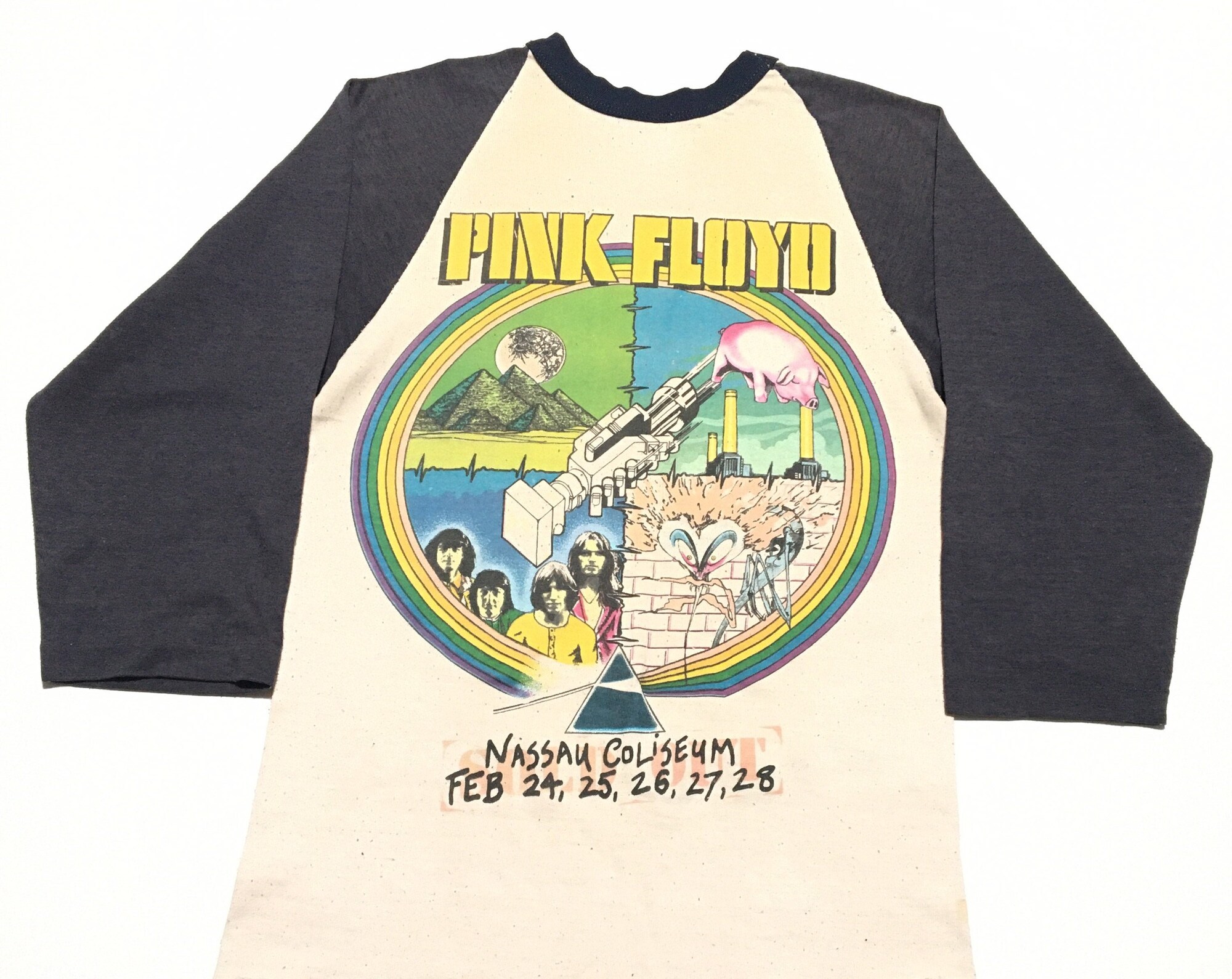Discover Vintage 1980 Pink Floyd The Wall Baseball Tee 80s Psychedelic, Classic Rock, Sold Out Concert NYC