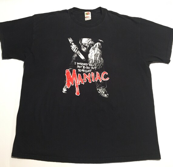 Vtg. 90s MANIAC Serial Killer Horror Movie T-Shirt