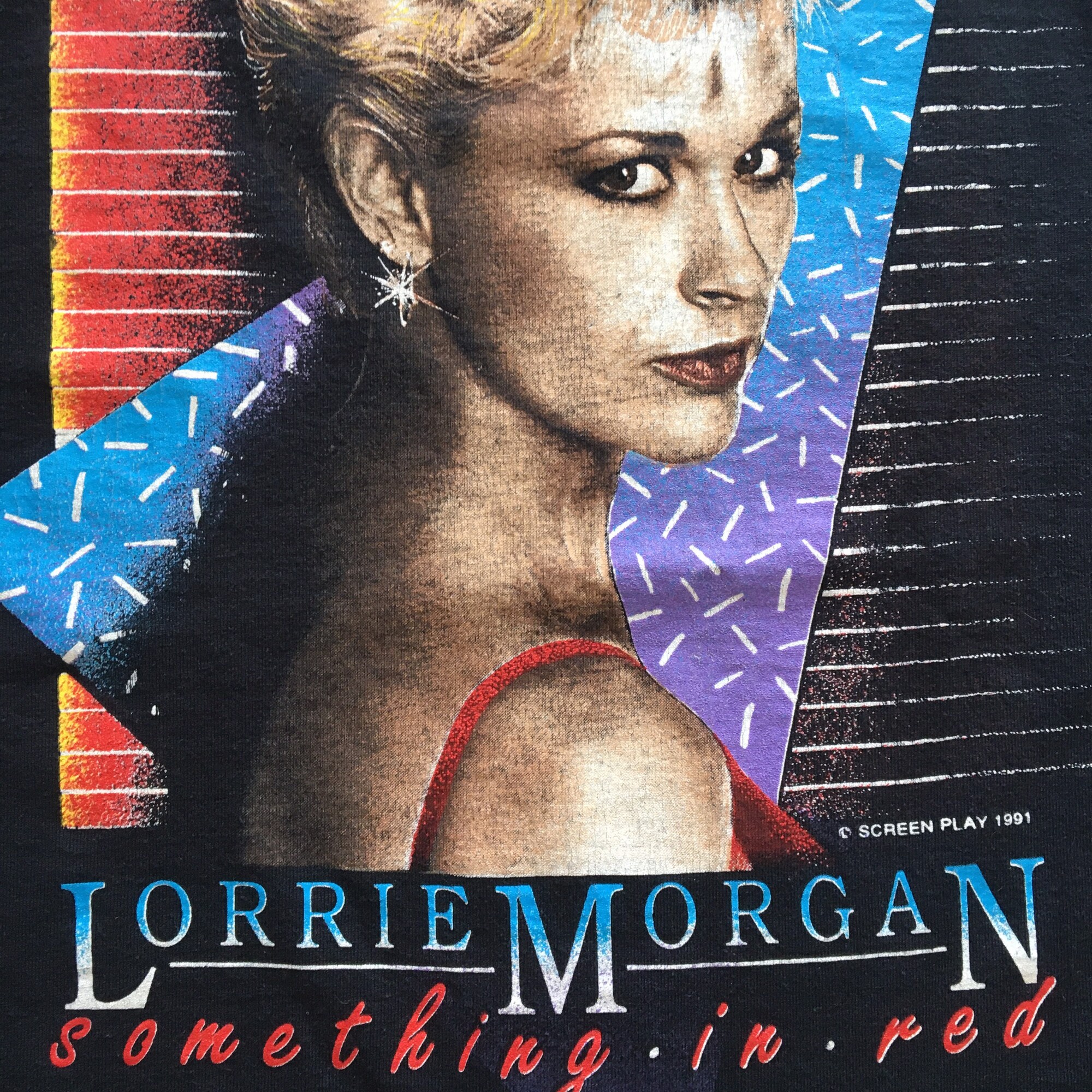 Vintage 1991 Lorrie Morgan Something In Red Rare Country Music Diva T-Shirt
