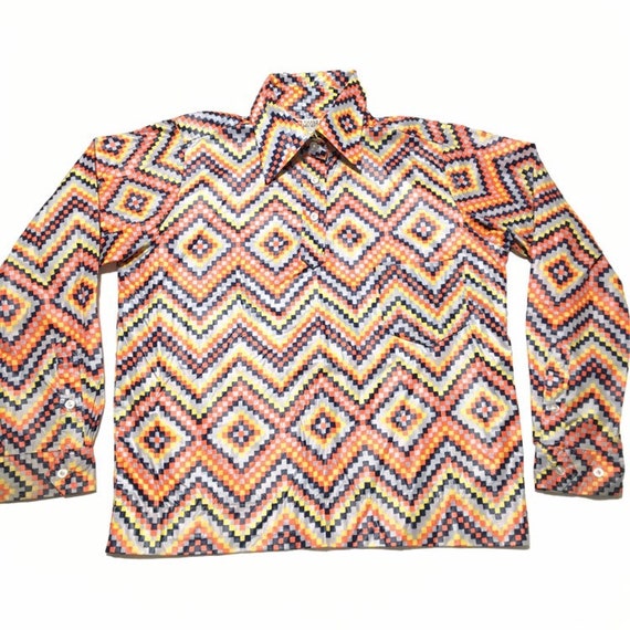 Vtg. 70s Psychedelic Print Button Shirt