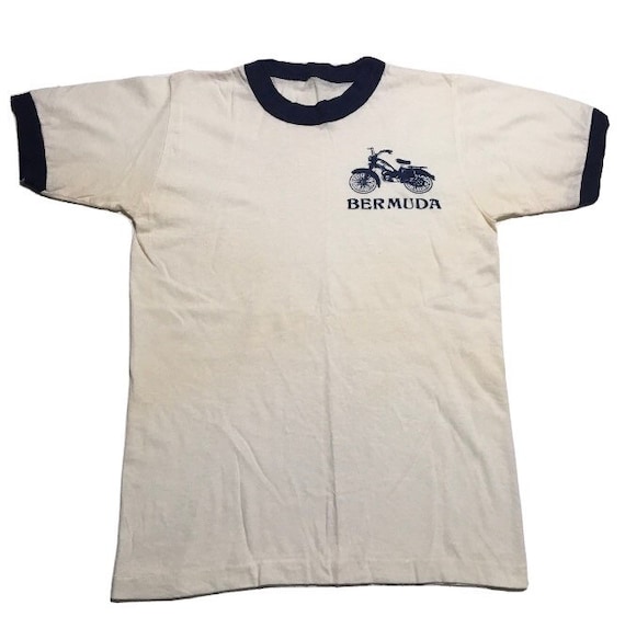Vtg. 70s Bermuda Motorcycle Ringer T-Shirt