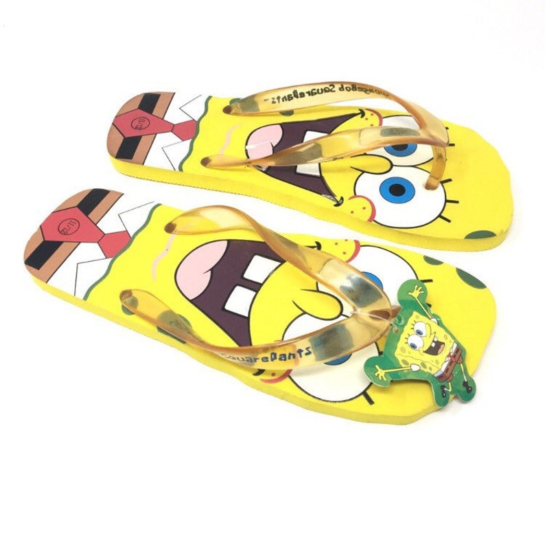 Vintage Spongebob Squarepants Flip Flops NWT NOS Deadstock Size 1112