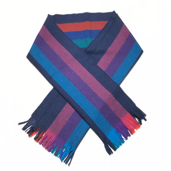 Vtg. 80s Pendleton Coloful Striped Wool Scarf