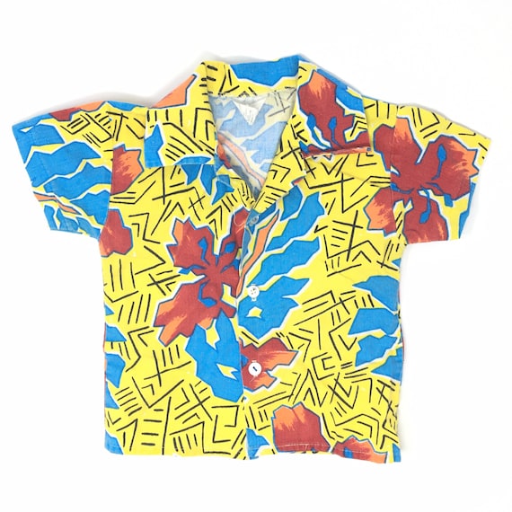 Vtg. 80s Hawaiian Button Up Shirt for Kids 2T