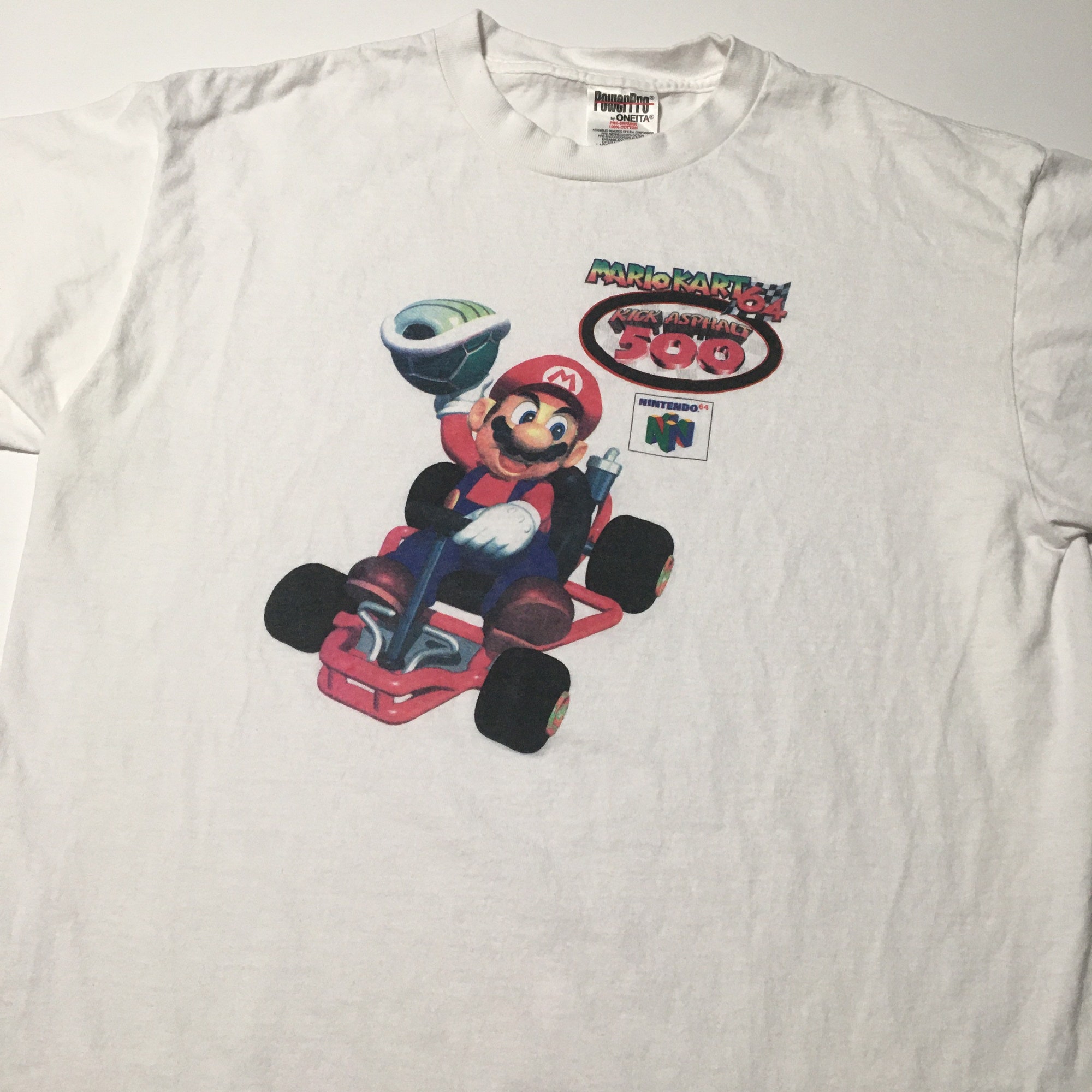 Vintage 90s Nintendo 64 Mario Kart T-Shirt, Kick Asphalt 500, N64 Video Game