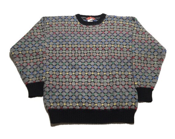 Vtg. 80s Rainbow Dots Wool Sweater