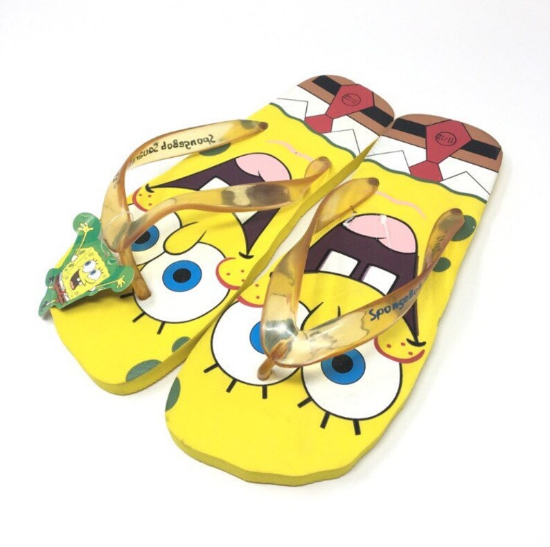 Vintage Spongebob Squarepants Flip Flops NWT NOS Deadstock Size 1112