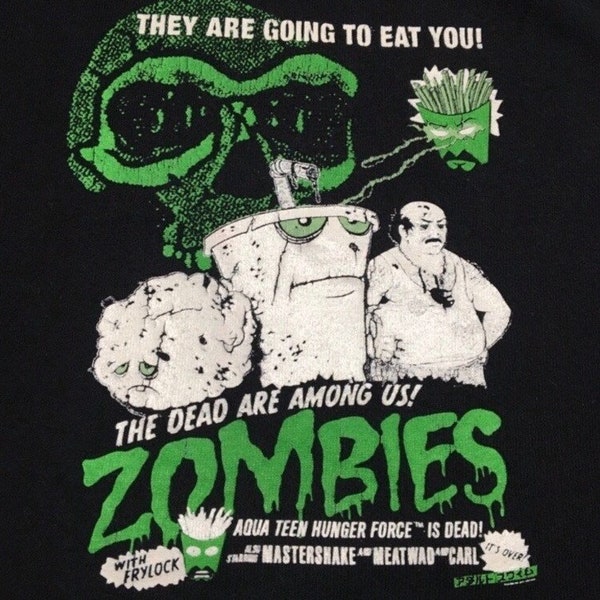 Vintage Adult Swim Aqua Teen Hunger Force Cartoon Network TV Show Zombie T-Shirt