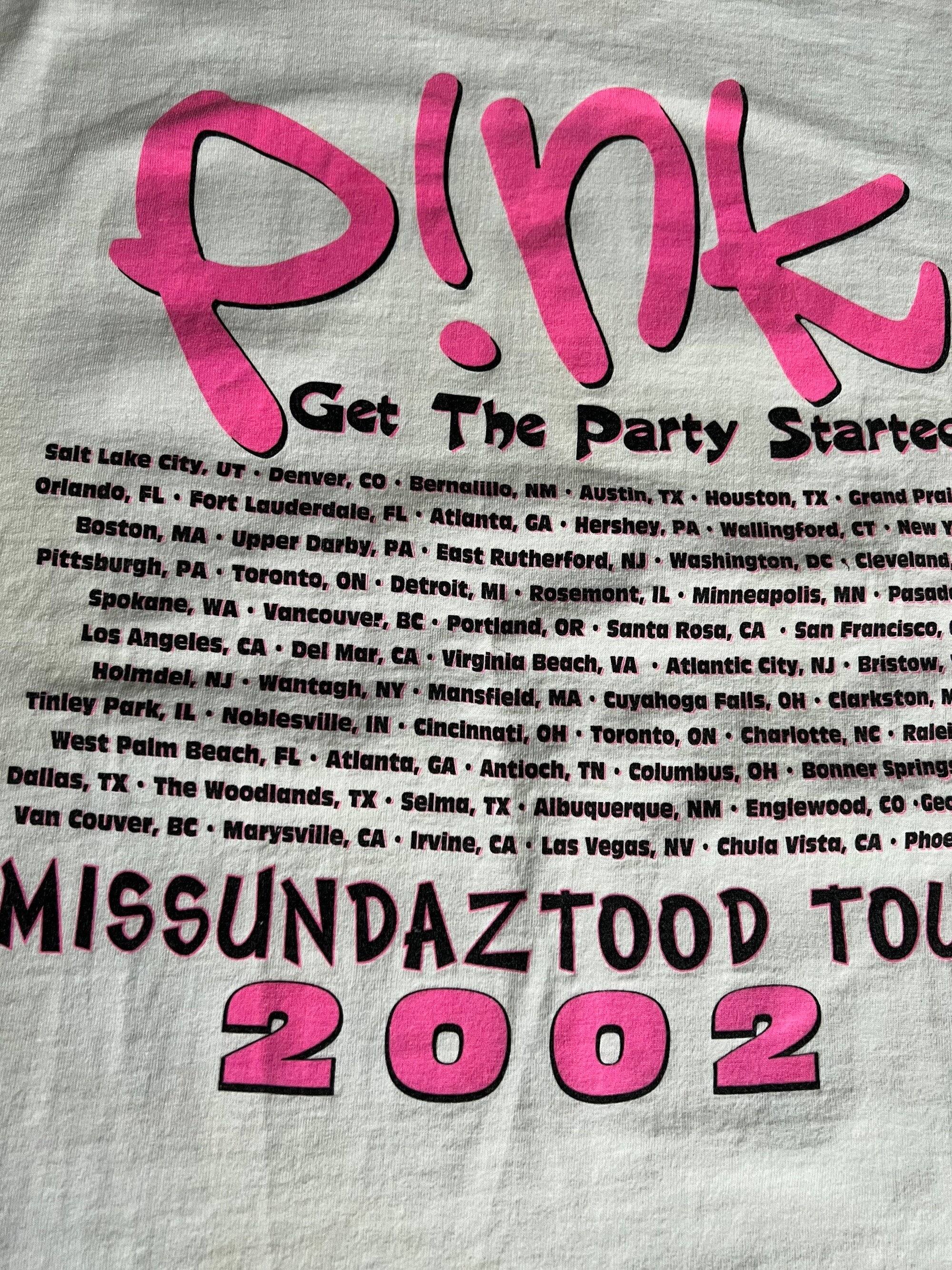 Vintage 2002 P!NK Missundaztood Rap Tee Style Tour T-Shirt