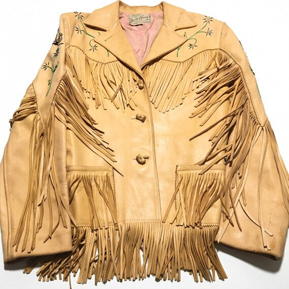 Vtg. 60s Desert Suede Embroidered Leather Fringe J
