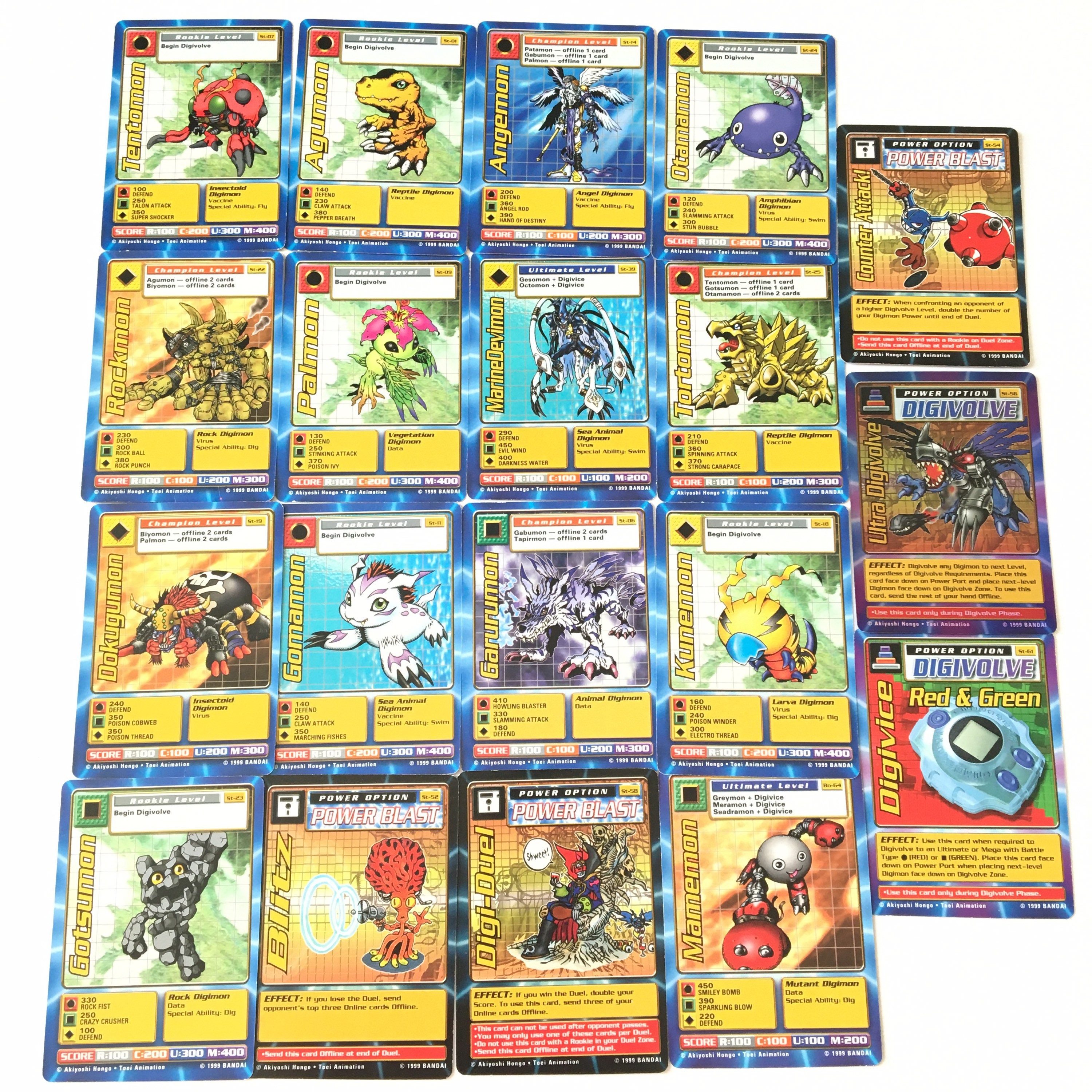 Vtg. 90s Digimon Trading Card Game Lot of 19 Cards Including Etsy