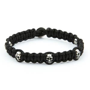 Mens Bracelet Skulls Sterling Silver 925 Bracelet Paracord Bracelet- continuous design