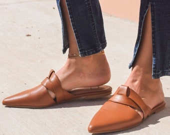 Mules, Leather Sandals Women, Greek Sandals, Women’s Sandals, Cowhide Full Grain Leather, Handmade in GREECE, Soft padded insole