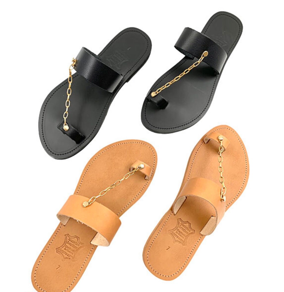 Gold Chain Leather Sandals WomenGreece Sandals HandmadeToe Etsy