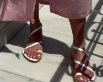 White Sandal, Handmade greek leather sandals for women, leather shoes, genuine leather, cowhide full grain leather